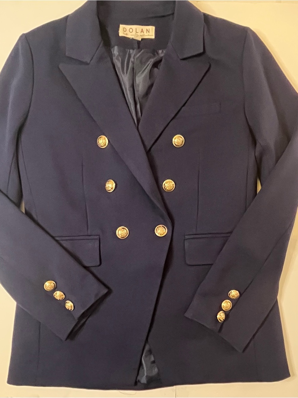 Anthropologie Dolan Navy Ponte Military Blazer Gold Buttons S - Picture 7 of 16